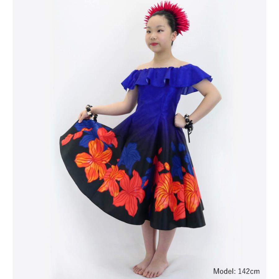 フラドレス ケイキ [120・140]オフショルダー ミディ丈 ハイビスカス ネイビー Jp80nv |  | 01