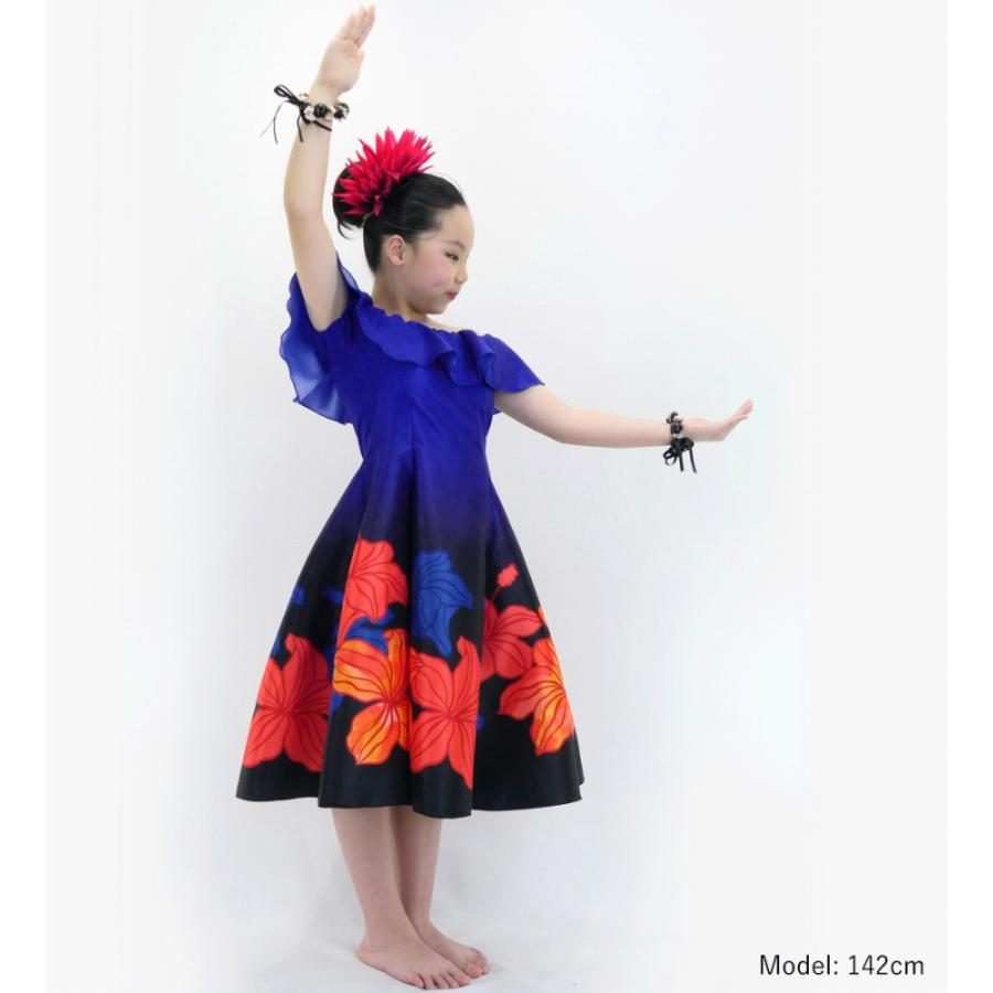 フラドレス ケイキ [120・140]オフショルダー ミディ丈 ハイビスカス ネイビー Jp80nv |  | 02