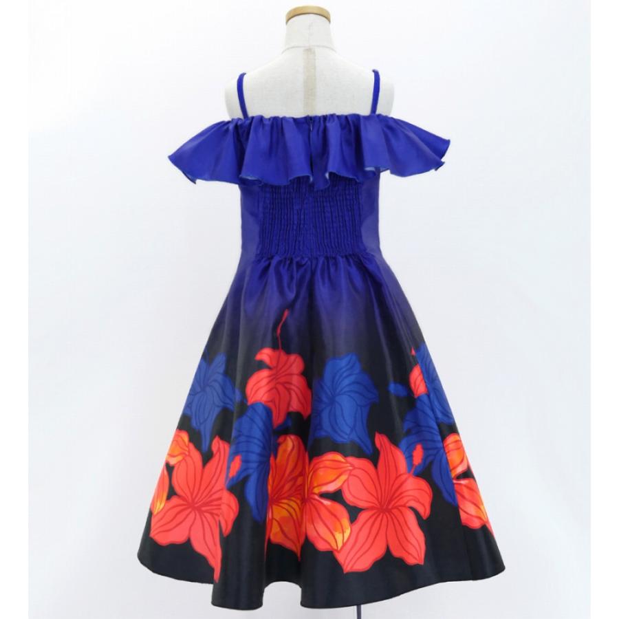フラドレス ケイキ [120・140]オフショルダー ミディ丈 ハイビスカス ネイビー Jp80nv |  | 04