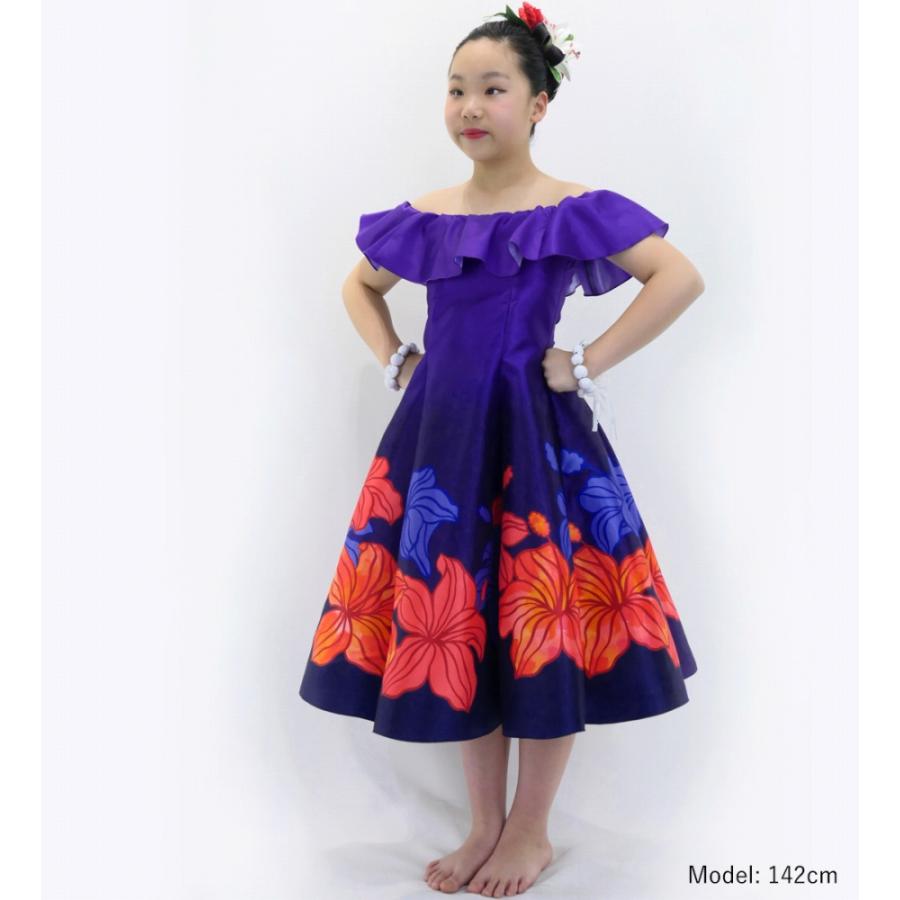 フラドレス ケイキ [120・140] オフショルダー ミディ丈 ハイビスカス パープル Jp80pu |  | 01