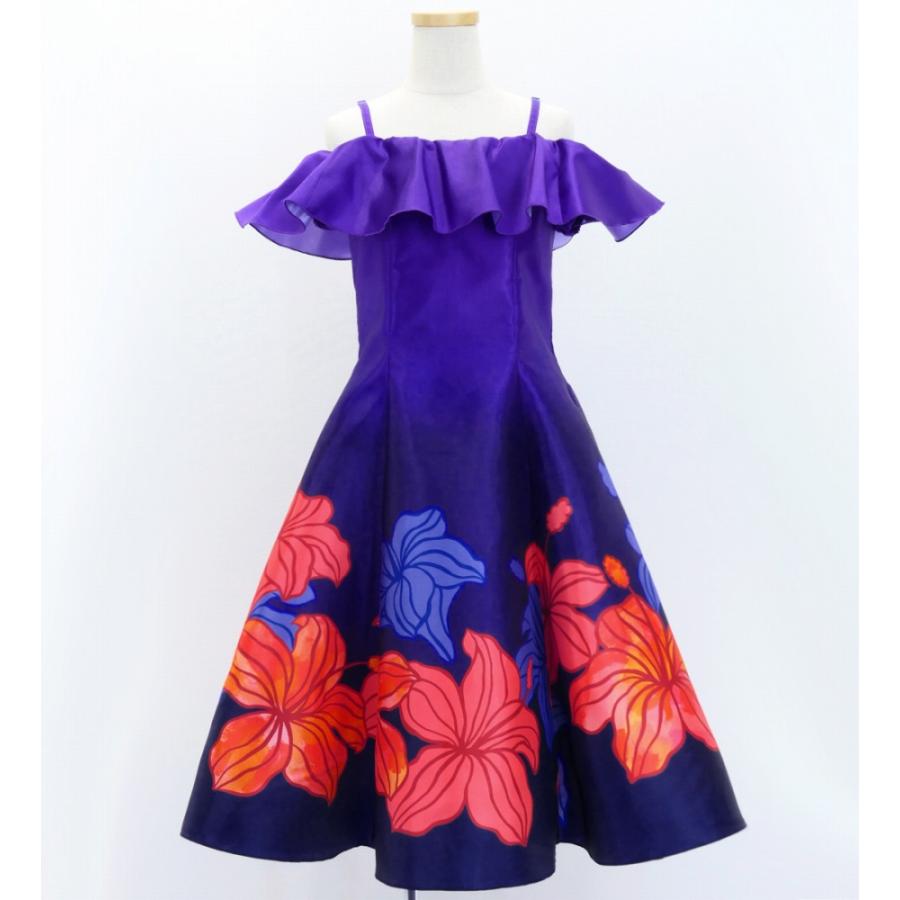 フラドレス ケイキ [120・140] オフショルダー ミディ丈 ハイビスカス パープル Jp80pu |  | 03