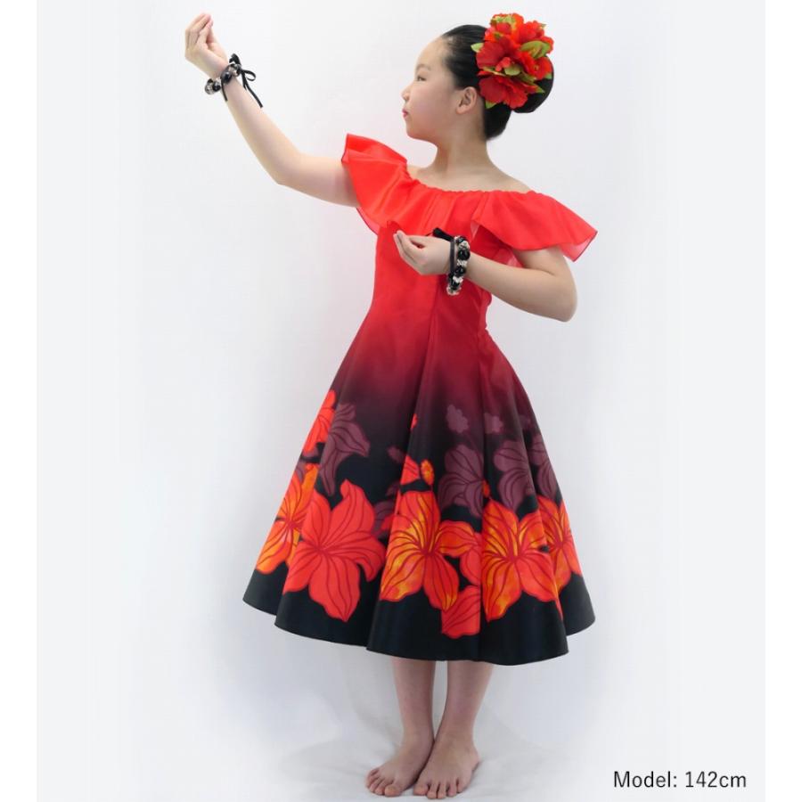 フラドレス ケイキ [120・140] オフショルダー ミディ丈 ハイビスカス レッド Jp80rd |  | 01