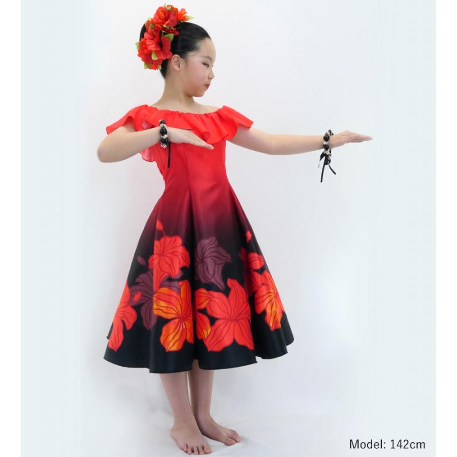 フラドレス ケイキ [120・140] オフショルダー ミディ丈 ハイビスカス レッド Jp80rd |  | 02