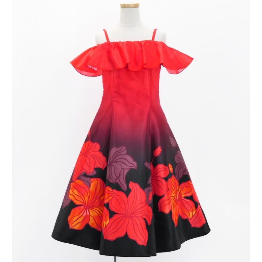 フラドレス ケイキ [120・140] オフショルダー ミディ丈 ハイビスカス レッド Jp80rd |  | 03