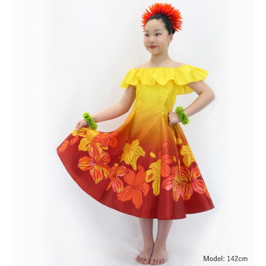 フラドレス ケイキ [120・140] オフショルダー ミディ丈 ハイビスカス イエロー Jp80ye |  | 01