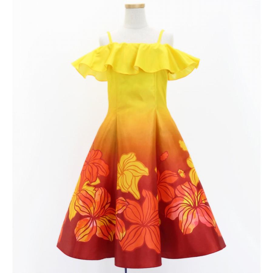 フラドレス ケイキ [120・140] オフショルダー ミディ丈 ハイビスカス イエロー Jp80ye |  | 03