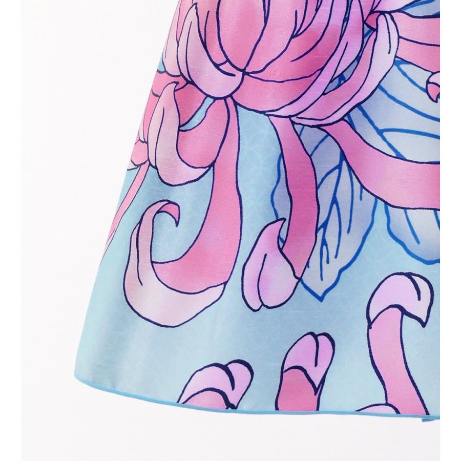 和柄ドレス ロング丈 アメリカンスリーブ 菊 ブルー（青） S-Lサイズ JW006bl |  | 04