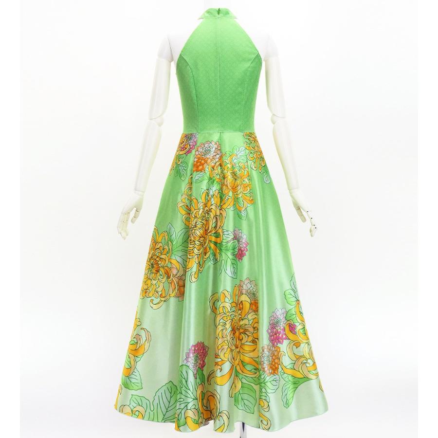 和柄ドレス ロング丈 アメリカンスリーブ 菊 ライトグリーン（薄緑） S-Lサイズ JW006lgr |  | 01
