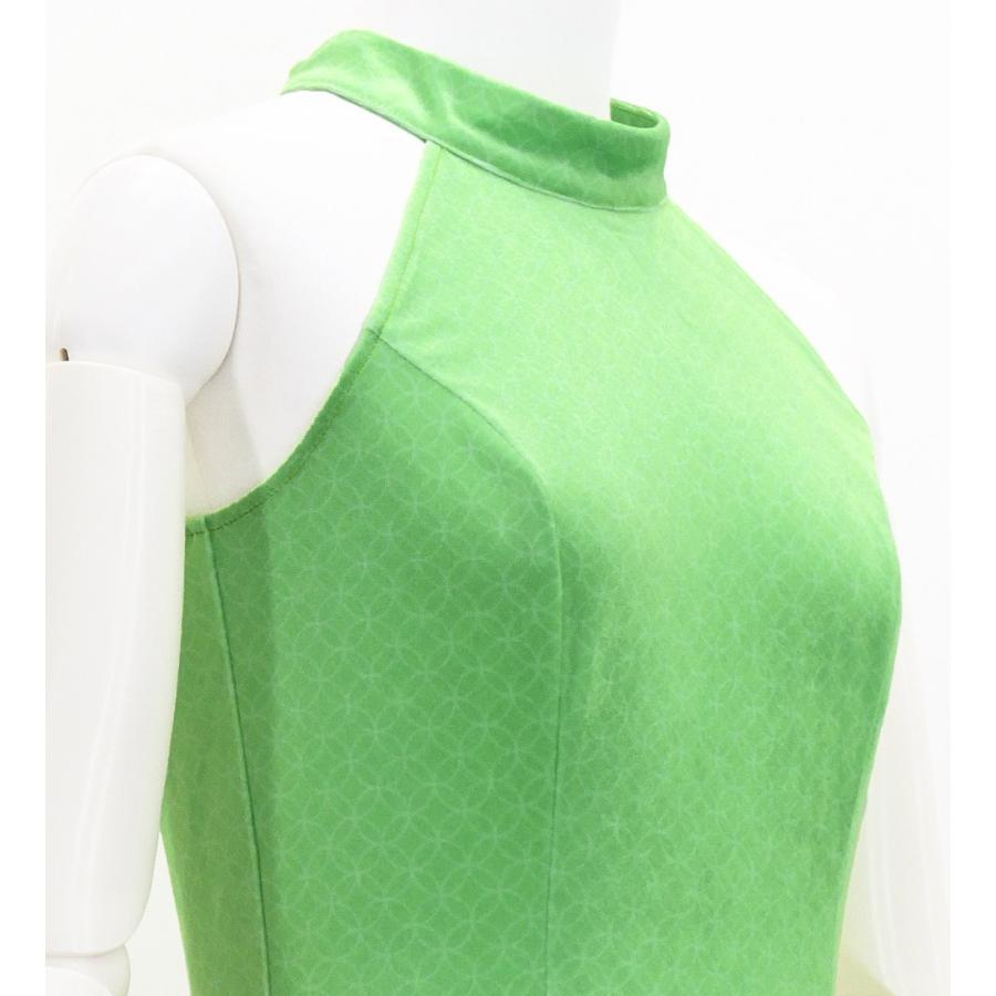 和柄ドレス ロング丈 アメリカンスリーブ 菊 ライトグリーン（薄緑） S-Lサイズ JW006lgr |  | 02