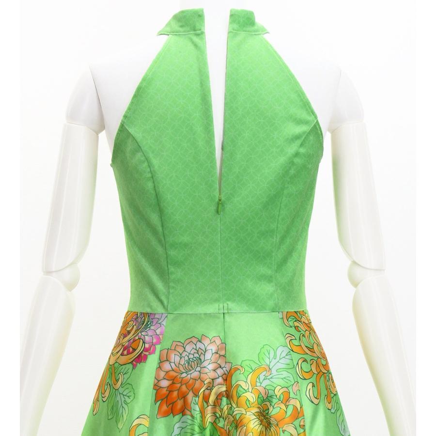 和柄ドレス ロング丈 アメリカンスリーブ 菊 ライトグリーン（薄緑） S-Lサイズ JW006lgr |  | 03