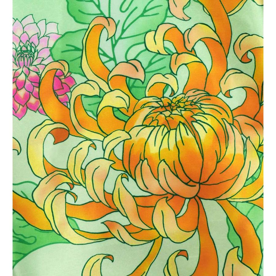 和柄ドレス ロング丈 アメリカンスリーブ 菊 ライトグリーン（薄緑） S-Lサイズ JW006lgr |  | 05