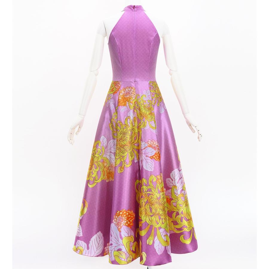 和柄ドレス ロング丈 アメリカンスリーブ 菊 ピンク S-Lサイズ JW006pi |  | 01