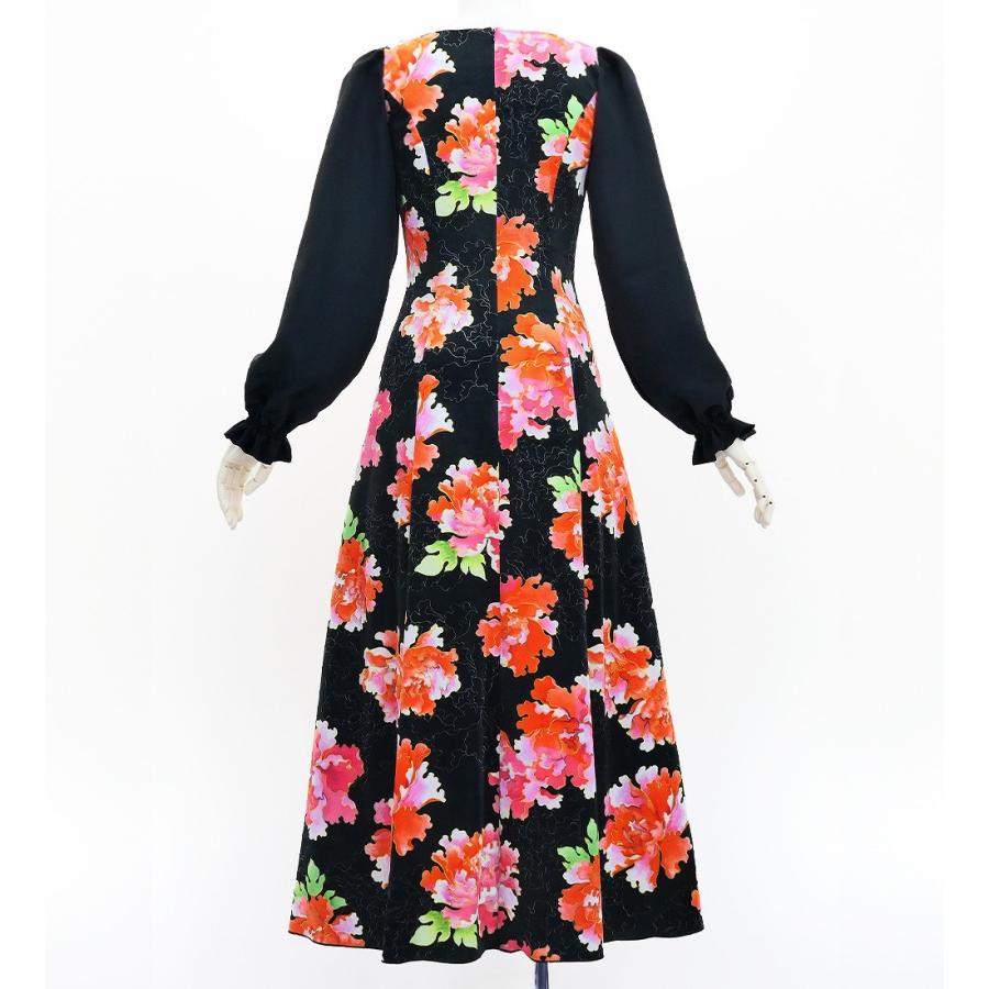 和柄ドレス ロング丈 ロングスリーブ 牡丹 ブラック（黒） S-Lサイズ JW007bk |  | 01