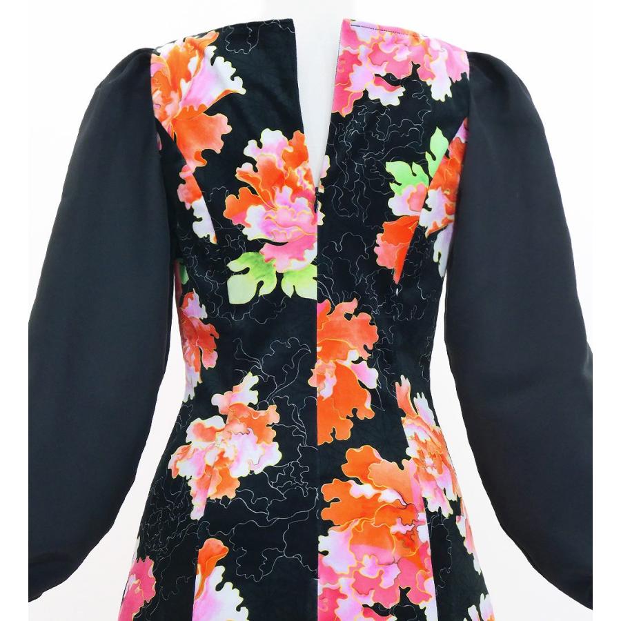 和柄ドレス ロング丈 ロングスリーブ 牡丹 ブラック（黒） S-Lサイズ JW007bk |  | 03