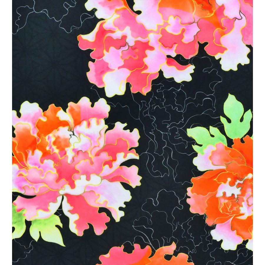 和柄ドレス ロング丈 ロングスリーブ 牡丹 ブラック（黒） S-Lサイズ JW007bk |  | 05