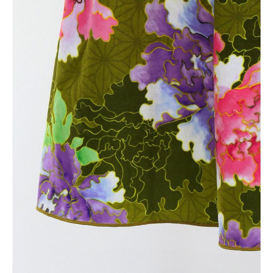 和柄ドレス ロング丈 ロングスリーブ 牡丹 カーキ S-Lサイズ JW007ka |  | 04