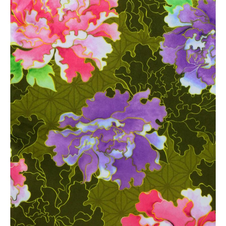 和柄ドレス ロング丈 ロングスリーブ 牡丹 カーキ S-Lサイズ JW007ka |  | 05