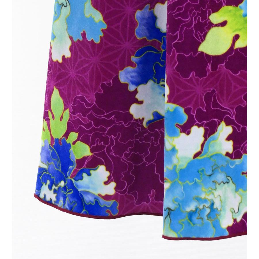 和柄ドレス ロング丈 ロングスリーブ 牡丹 パープル（紫） S-Lサイズ JW007pu |  | 04