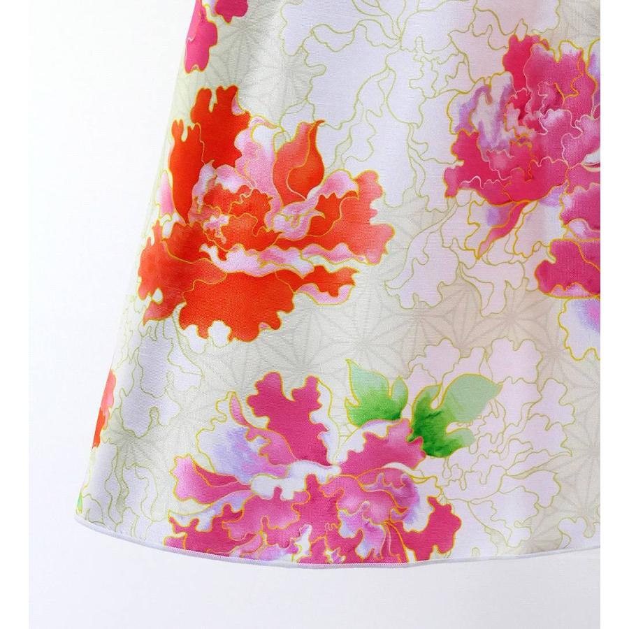 和柄ドレス ロング丈 重ねフリル袖 ドレス 牡丹 ベージュ S-Lサイズ JW008be |  | 04