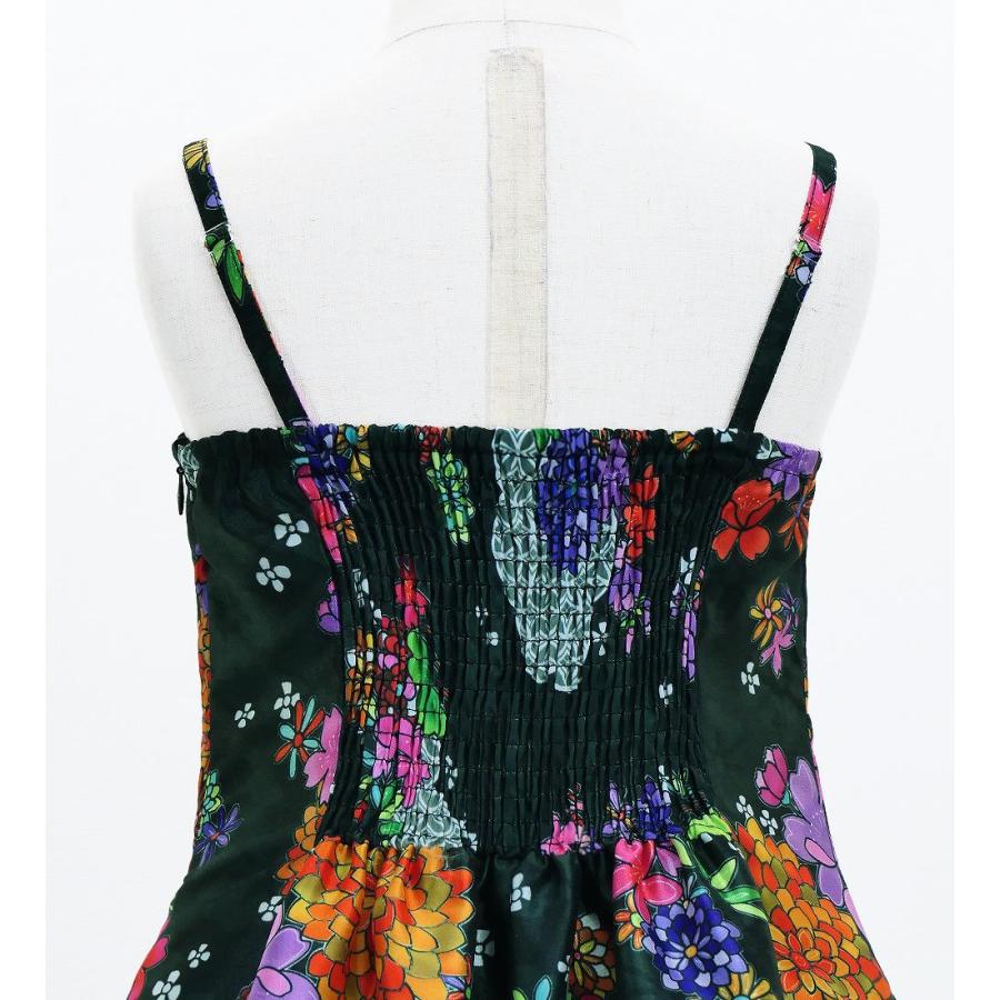 和柄ドレス キッズ ミディ丈 菊＆梅＆桜柄 ブラック（黒） 120・140サイズ JWp003bk |  | 05