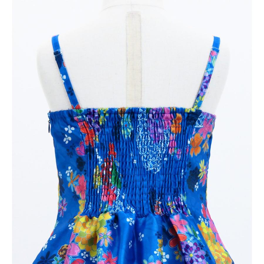 和柄ドレス キッズ ミディ丈 菊＆梅＆桜柄 ブルー（青） 120・140サイズ JWp003bl |  | 05