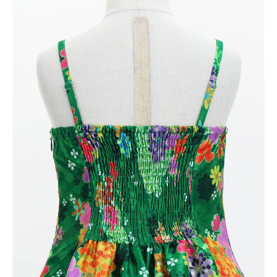 和柄ドレス キッズ ミディ丈 菊＆梅＆桜柄 グリーン（緑） 120・140サイズ JWp003gr |  | 05