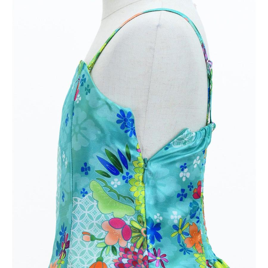 和柄ドレス キッズ ミディ丈 菊＆梅＆桜柄 ライトブルー（水色） 120・140サイズ JWp003lbl |  | 04