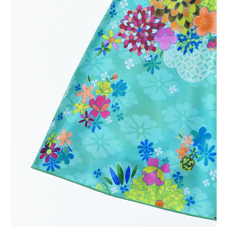 和柄ドレス キッズ ミディ丈 菊＆梅＆桜柄 ライトブルー（水色） 120・140サイズ JWp003lbl |  | 06