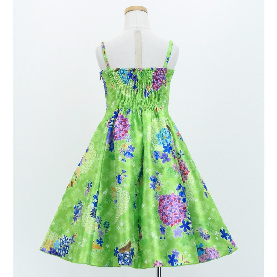 和柄ドレス キッズ ミディ丈 菊＆梅＆桜柄 ライトグリーン（薄緑） 120・140サイズ JWp003lgr |  | 03