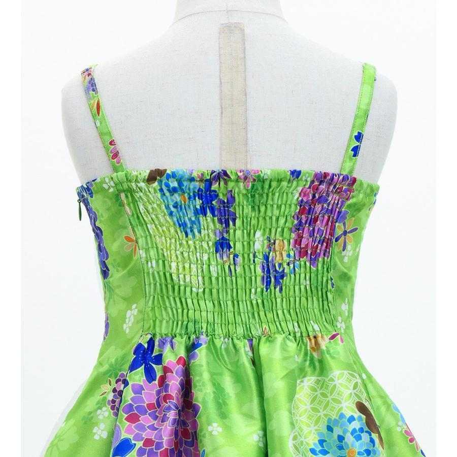 和柄ドレス キッズ ミディ丈 菊＆梅＆桜柄 ライトグリーン（薄緑） 120・140サイズ JWp003lgr |  | 05