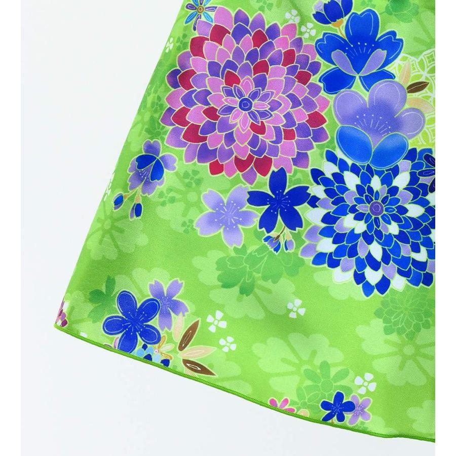 和柄ドレス キッズ ミディ丈 菊＆梅＆桜柄 ライトグリーン（薄緑） 120・140サイズ JWp003lgr |  | 06