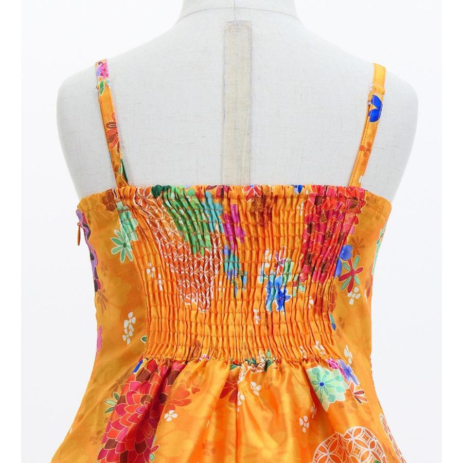 和柄ドレス キッズ ミディ丈 菊＆梅＆桜柄 オレンジ（橙） 120・140サイズ JWp003or |  | 05