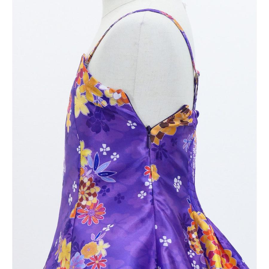 和柄ドレス キッズ ミディ丈 菊＆梅＆桜柄 パープル（紫） 120・140サイズ JWp003pu |  | 04