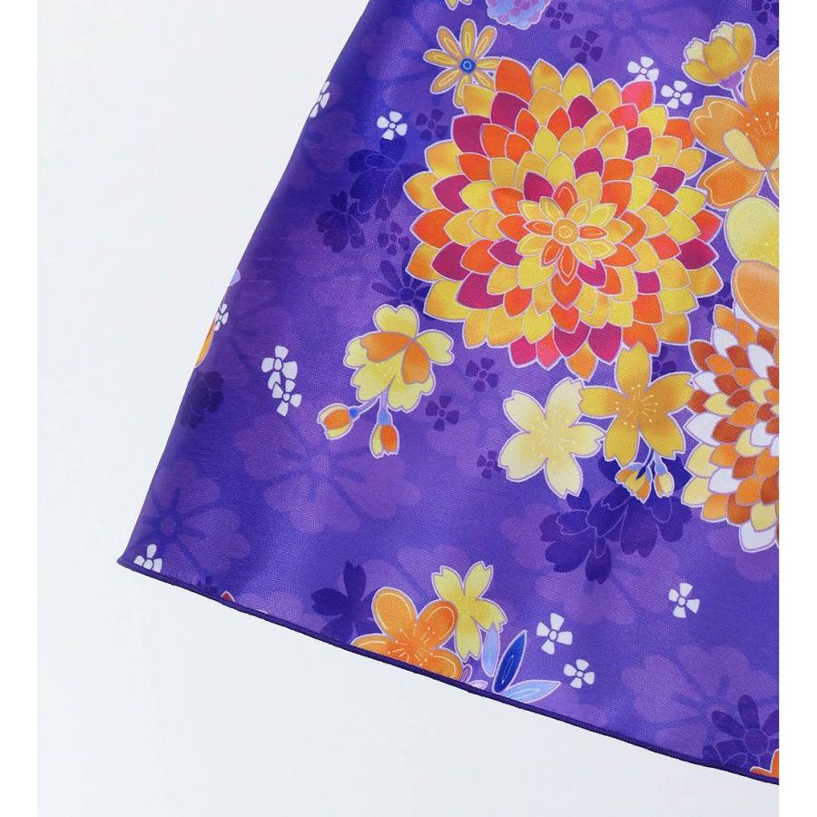 和柄ドレス キッズ ミディ丈 菊＆梅＆桜柄 パープル（紫） 120・140サイズ JWp003pu |  | 06