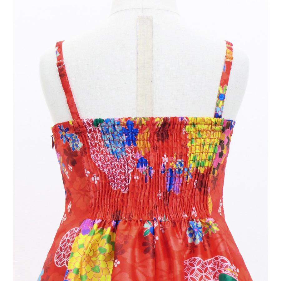 和柄ドレス キッズ ミディ丈 菊＆梅＆桜柄 レッド（赤） 120・140サイズ JWp003rd |  | 05