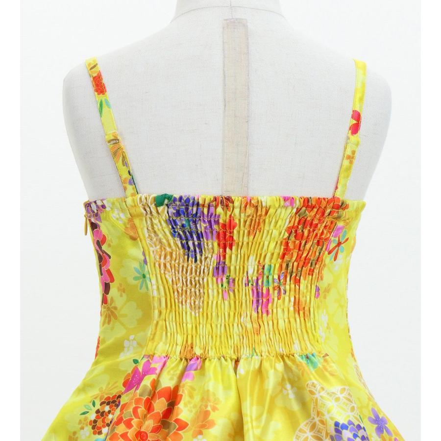 和柄ドレス キッズ ミディ丈 菊＆梅＆桜柄 イエロー（黄） 120・140サイズ JWp003ye |  | 05