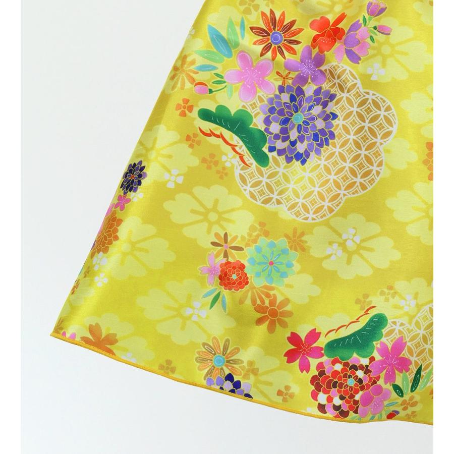 和柄ドレス キッズ ミディ丈 菊＆梅＆桜柄 イエロー（黄） 120・140サイズ JWp003ye |  | 06