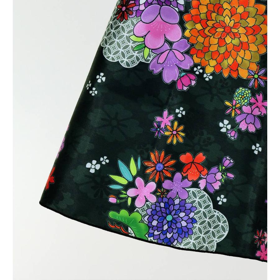 和柄ドレス キッズ ロング丈 ワンショルダー フリルスリーブ ブラック（黒） 120・140サイズ JWp004bk |  | 06