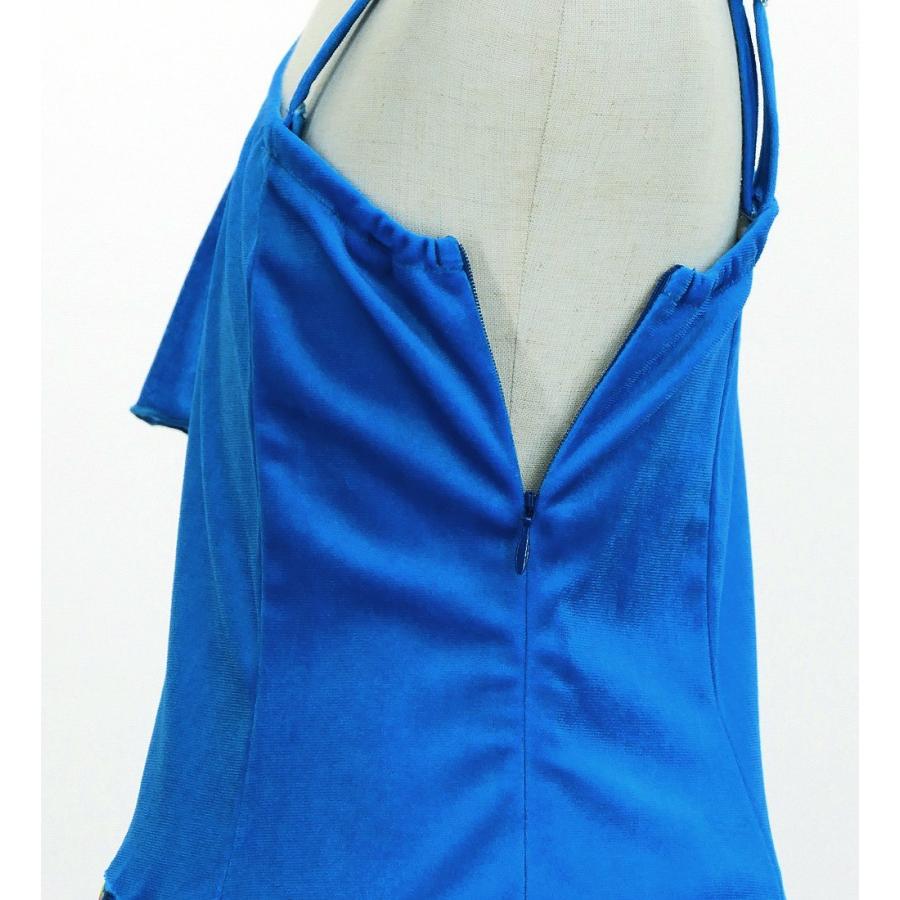 和柄ドレス キッズ ロング丈 ワンショルダー フリルスリーブ ブルー（青） 120・140サイズ JWp004bl |  | 05