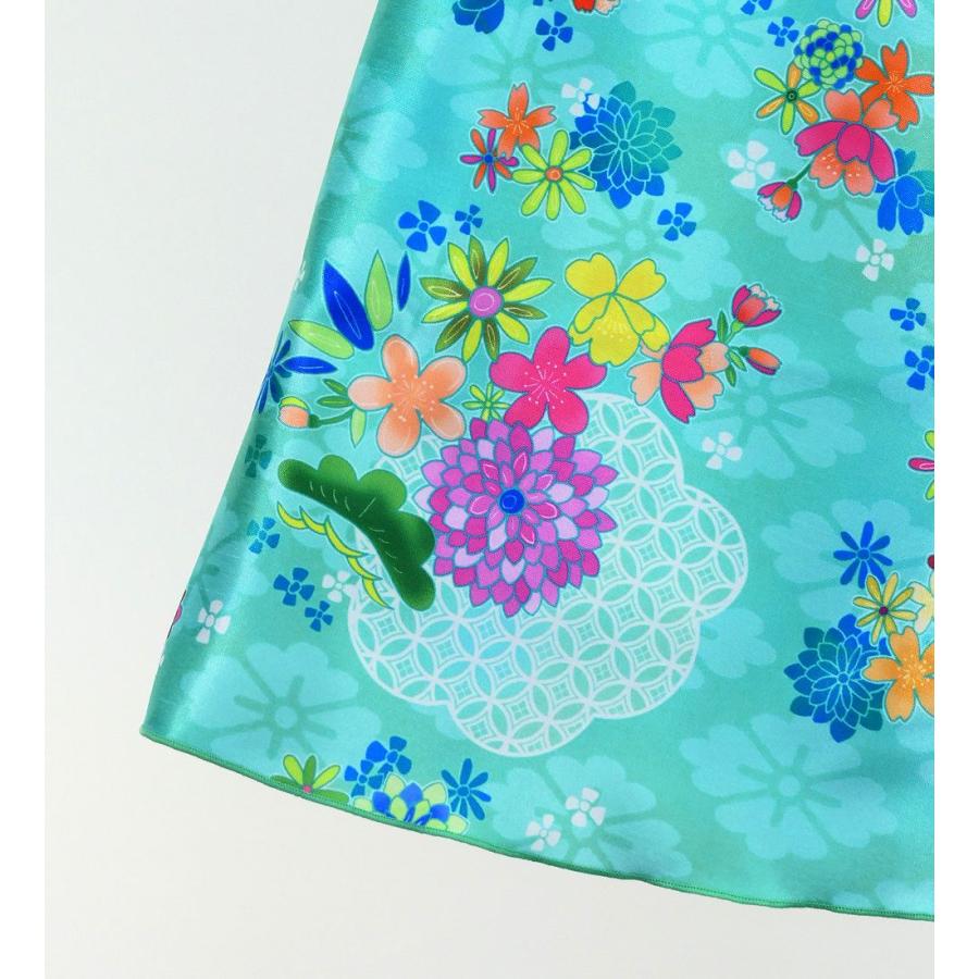 和柄ドレス キッズ ロング丈 ワンショルダー フリルスリーブ ライトブルー（水色） 120・140サイズ JWp004lbl |  | 06