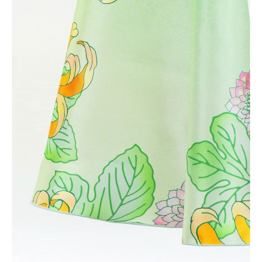 和柄ドレス キッズ ロング丈 アメリカンスリーブ 菊 ライトグリーン（薄緑） 120・140サイズ JWp006lgr |  | 05