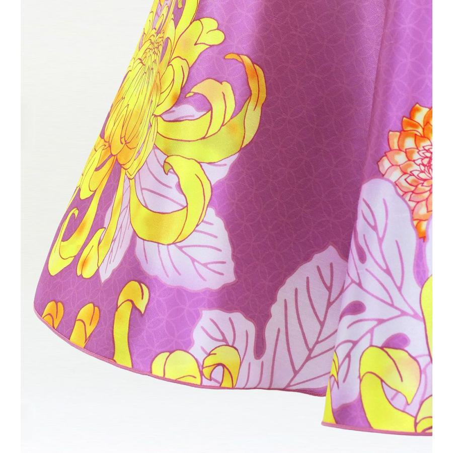 和柄ドレス キッズ ロング丈 アメリカンスリーブ 菊 ピンク 120・140サイズ JWp006pi |  | 05