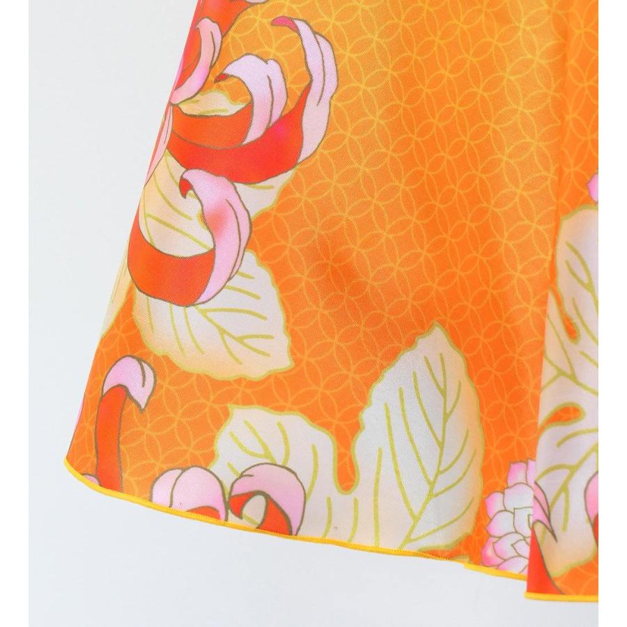 和柄ドレス キッズ ロング丈 アメリカンスリーブ 菊 イエロー（黄） 120・140サイズ JWp006ye |  | 05