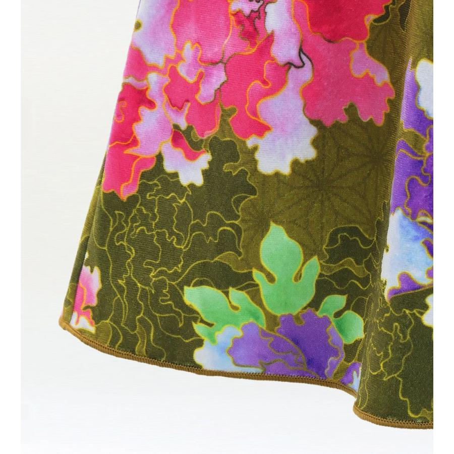 和柄ドレス キッズ ロング丈 ロングスリーブ 牡丹 カーキ 120・140サイズ JWp007ka |  | 05