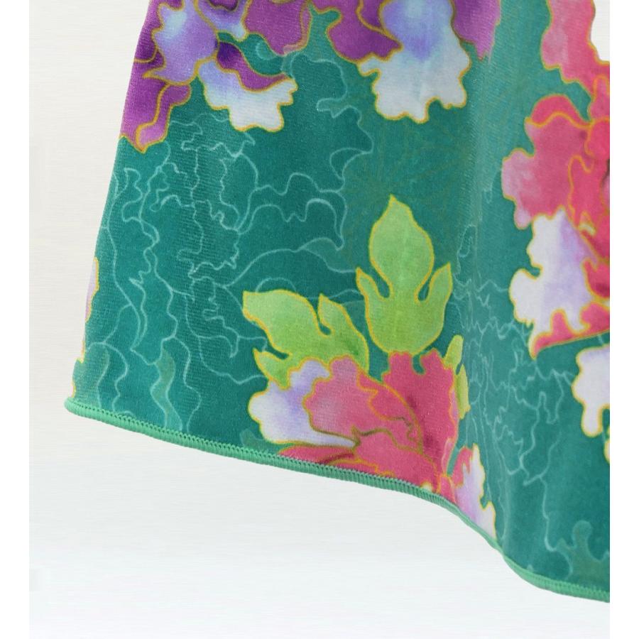 和柄ドレス キッズ ロング丈 ロングスリーブ 牡丹 ターコイズブルー 120・140サイズ JWp007tbl |  | 05