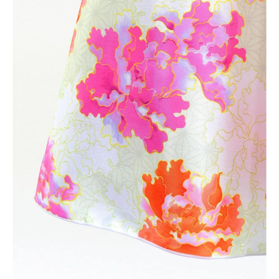 和柄ドレス キッズ ロング丈 重ねフリル袖 ドレス 牡丹 ベージュ 120・140サイズ JWp008be |  | 05