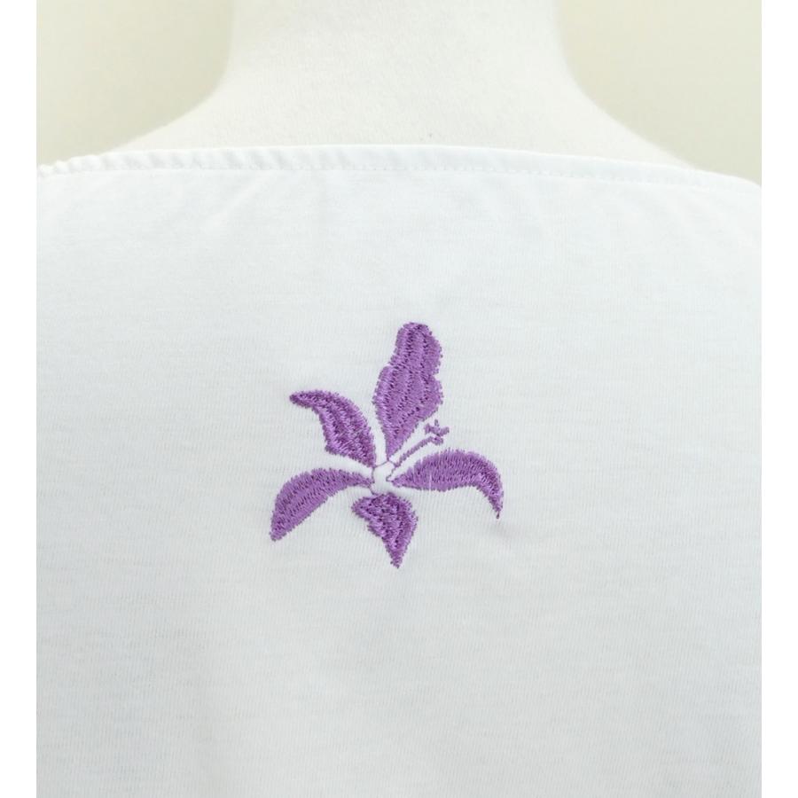 フレンチフリル Tシャツ Ｆ 刺繍パープル ハイビスカス ホワイト KD3pwF｜emika｜05