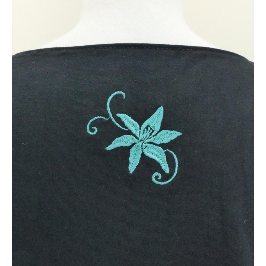 フレンチフリル Tシャツ Ｆ 刺繍ターコイズブルー リリィ ブラック KD4tbbF |  | 03