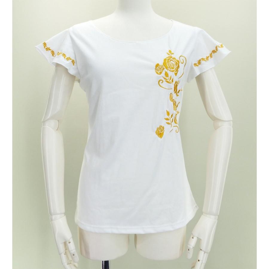 25％OFF 初回限定 フレンチフリル Tシャツ XL 刺繍ゴールド ローズ ホワイト KD8gwXLa firmadys.pl firmadys.pl