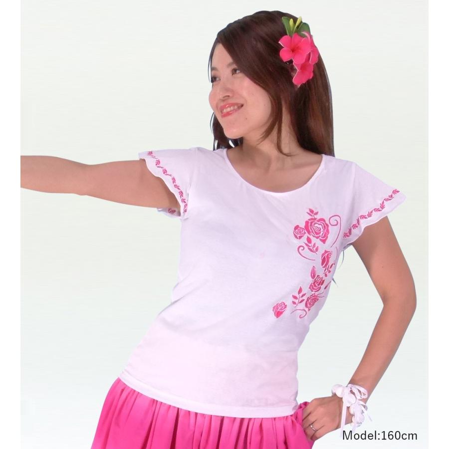 フレンチフリル Tシャツ XL 刺繍ピンク ローズ　ホワイト KD8piwXLb |  | 01